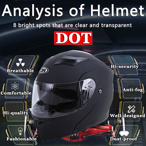 DOT Racing Motorcycle Helmet Full Face Dirt Bike Flip Up ATV LED