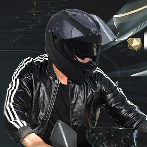 DOT Racing Motorcycle Helmet Full Face Dirt Bike Flip Up ATV LED