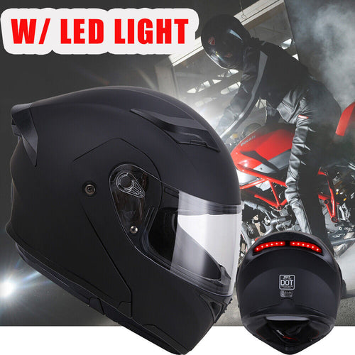 DOT Racing Motorcycle Helmet Full Face Dirt Bike Flip Up ATV LED